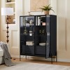 51.2'' Lighted Display Cabinet with Glass Doors and Drawers, Decorative Storage Cabinet with LED Lights and Metal Legs for Living Room-Maison Boucle - 2 of 4