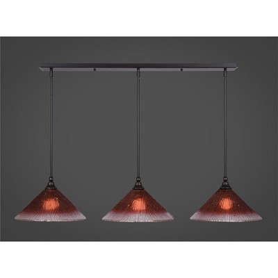 Toltec Lighting Any 3 - Light Chandelier in  Dark Granite with 12" Raspberry Crystal Shade