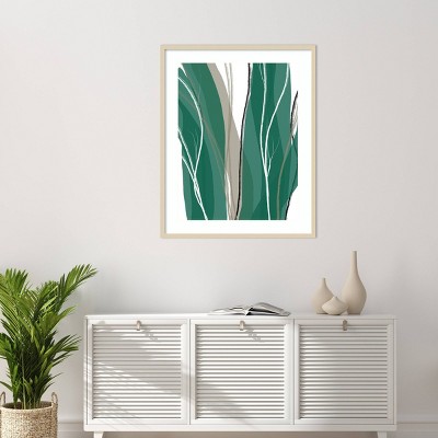 Sea Meadow IV Green and Beige Abstract Framed Wall Art