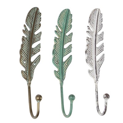 Set of 3 Eclectic Metal Wall Hooks Turquoise - Olivia & May