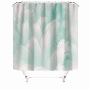 Blue And White Feathers Shower Curtains for Bathroom Waterproof Fabric Bath Curtain Durable Soft Stylish Bathroom Decor 72x72 Inch - 1 of 1