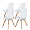 DOMETOUR Set of 4 PU Leather Upholstered Dining Chairs with Wood Legs for Kitchen Dining Living Room - 4 of 4