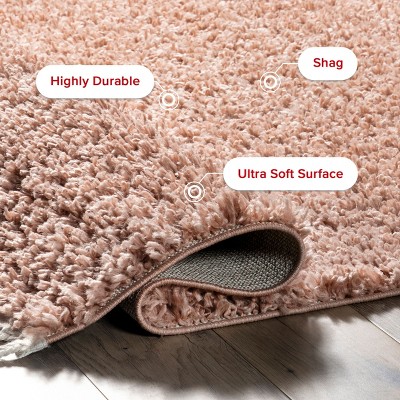 Plush Pink Braided Tassel Shag Rug 4' x 6' - Easy Care Synthetic