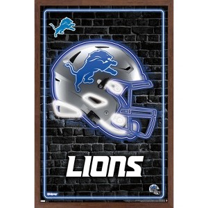 Trends International NFL Detroit Lions - Neon Helmet 23 Framed Wall Poster Prints - 1 of 4