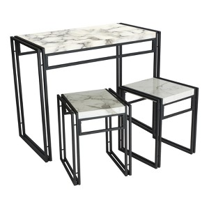 Urban Small Dining Table Set - Black with Faux Marble Top - urb SPACE, Black & Faux Marble