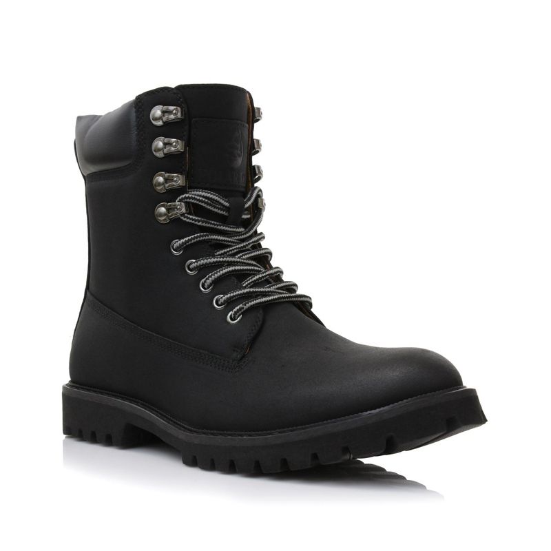Polar Fox Barron Men's High Top Work Boot | 8-Inch Lace-up Combat Boot with Side Zipper | MPX806072 | in Matted Black, Size 6.5