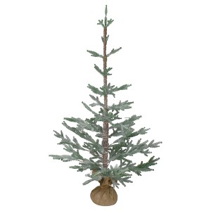Northlight 4' Snow Covered Frosted Pine Artificial Christmas Tree with Jute Base – Unlit - 1 of 4