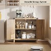 Rattan-Accent Buffet Cabinet with Storage, Adjustable Shelves Sideboard, Synthetic Rattan Doors Storage Cabinet for Living Room, Dining Room - 3 of 4