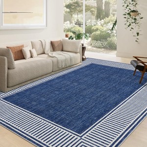 Area Rugs for Living Room Modern Bordered Rug Farmhouse Geometric Bedroom Rugs Low Pile Non Shedding Carpet - 1 of 4