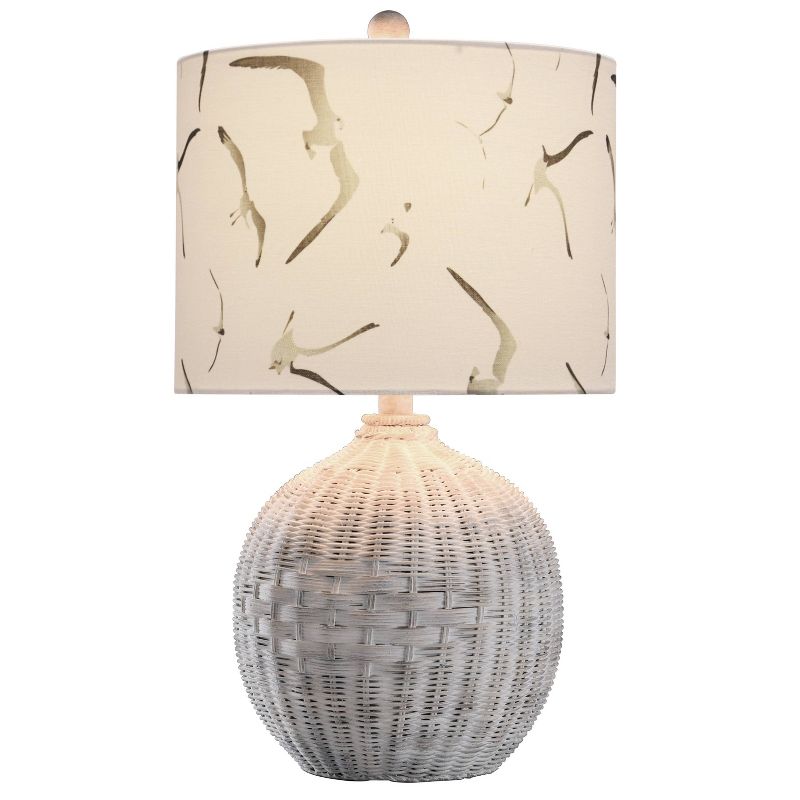 Piper&#39;s Harbor Rattan Seagull Print Shade Table Lamp White - StyleCraft, 3 of 11