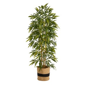 Nearly Natural 6.3-ft Bamboo Artificial Tree in Handmade Natural Cotton Planter - 1 of 4