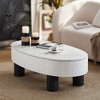 KWPZQEB Modern Oval Coffee Table, Minimalist Side Tables with Hidden Drawer & Storage Space, Center Tables with Faux Marble Tabletop for Apartment - 4 of 4