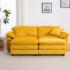 84.6" Convertible Sectional Sofas Corduroy 2-Seater Sofa with 2 Ottomans, 2 Back Pillows & 2 Toss Pillows ¨C Deep Seat Couch for Living Room - 4 of 4