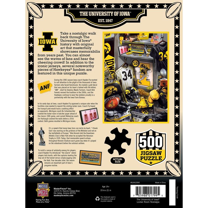 MasterPieces 500 Piece Puzzle - Iowa Hawkeyes Locker Room - 15"x21", 4 of 7