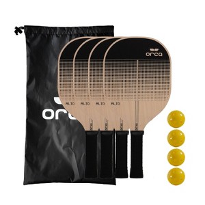 Orca 15.7'' Alto Fiber Traditional Pickleball Paddle Set with Travel Bag and Indoor Balls - 4pk - 1 of 4