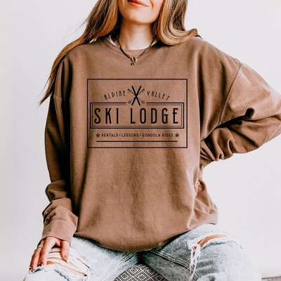Simply Sage Market Women's Lightweight Garment Dyed Graphic Sweatshirt Alpine Valley Ski Lodge