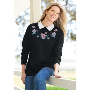 Woman Within Layered-Look Sweatshirt - 1 of 4