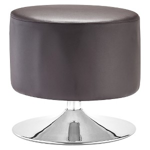 Modern Faux Leather and Chrome Ottoman - Brown - ZM Home