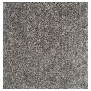 Silver Solid Tufted Square Area Rug - (6