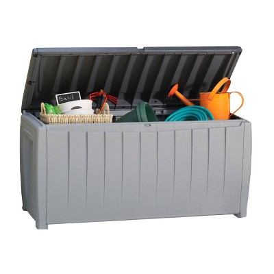 Keter 90 Gallon Black and Gray Lockable Plastic Deck Box
