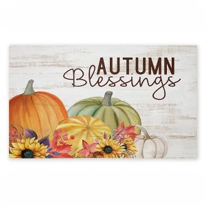 Stupell Industries Autumn Blessings Pumpkins Printed Outdoor Door Mat, design by Kim Allen, 18"x30" - 1 of 4