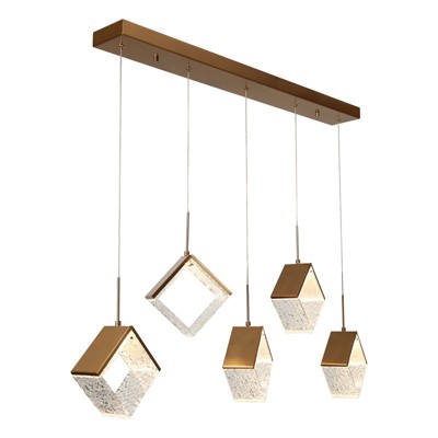 LNC Cendrillon Modern Luxury Cluster Square-Loop Acrylic Integrated LED Chandelier, Gold, 16.9in/40.7in