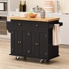 Kitchen Island Cart with Two Storage Cabinets and Two Locking Wheels,43.31 Inch Width,4 Door Cabinet and Two Drawers,Spice Rack, Towel Rack - 3 of 4
