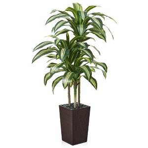 5-6ft UV & Sunproof Artificial Dracaena Tree for Indoor/Outdoor - Faux Silk Plant in Tall Planter, Tall Faux Tree for Home & Garden Decor - 1 of 4