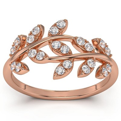 Pompeii3 1/3Ct Diamond Wedding Stackable Ring Vine Petal Leaf White Yellow or Rose Gold