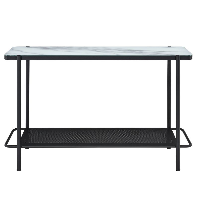 Avalan Glass Top Contemporary Sofa Table Black Coating/White - miBasics, 6 of 8