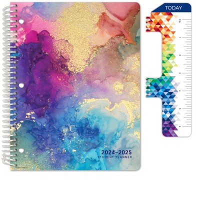 Global Datebooks Secondary Student Planner AY 2024-2025 - Matrix Style - 8.5"x11" (Rainbow Gold Marble)