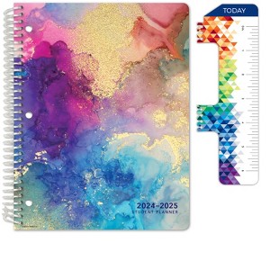 Global Datebooks Secondary Student Planner AY 2024-2025 - Matrix Style - 8.5"x11" (Rainbow Gold Marble) - 1 of 4
