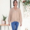 Anna-Kaci Women's Long Lantern Sleeve Cardigan Button Down Open Front Knit Sweater Cardigan - 3 of 4