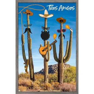 Trends International Cactus -Tres Amigos Framed Wall Poster Prints - 1 of 4