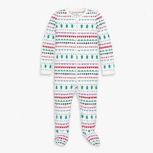 Primary Baby Organic Zip Footie In Holiday Prints - 1 of 1