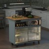 Kitchen island, wheeled kitchen cart, large kitchen island cart with 2 cabinets and 1 open shelf - 2 of 4