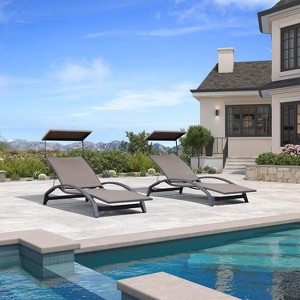 PURPLE LEAF Outdoor Chaise Lounge Chair Set of 2 Patio Pool Lounger Chairs with Wooden Armrest Sunbathing Tanning Recliner for Outside Backyard - 1 of 4