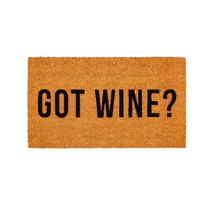 Evergreen Flag Funny Welcome Mat Coir Doormat | 28" x 16" Front Door Mat Outdoor Entrance | No Slip Door Rugs Entryway Indoor | Got Wine? - 1 of 1