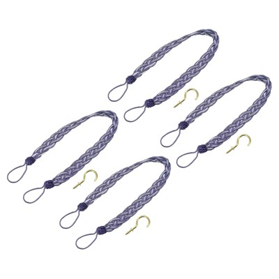 Unique Bargains Braided Drapery Holdback Holder Decorative Rope Tie Back with Metal Hooks