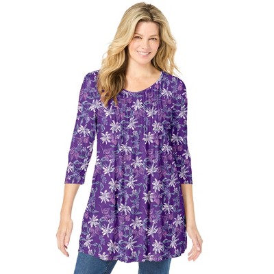 Woman Within V-Neck Pintucked Tunic