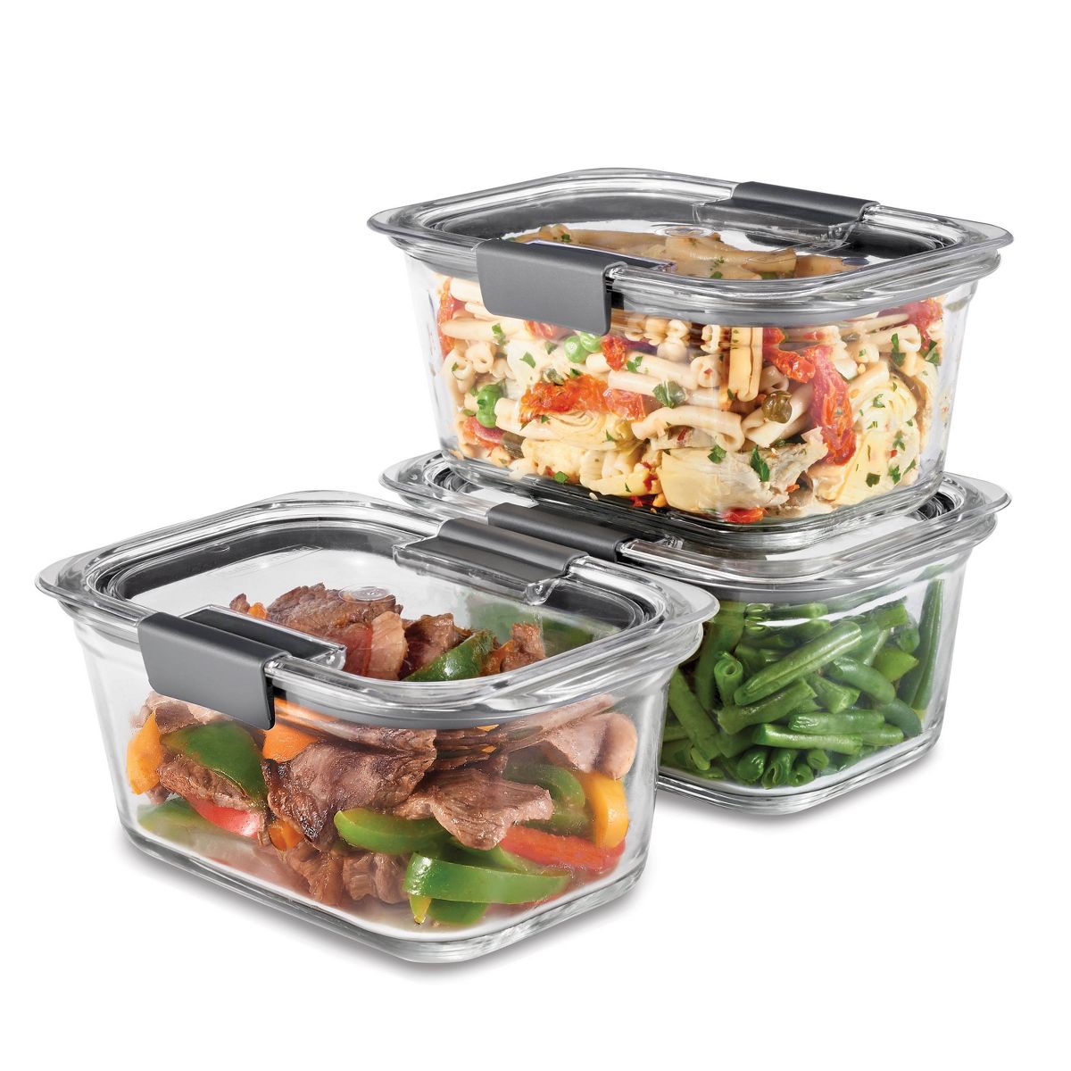 Rubbermaid 6pc Brilliance Glass Food Storage Containers, 4.7 Cup Food Containers with Lids: Oven & Microwave Safe