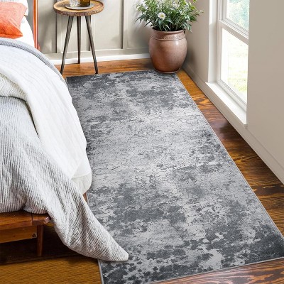 Modern Washable Low Pile Rugs - Soft Abstract Carpet for Living Room, Bedroom, Dining Room, Apartment & Bathroom - Neutral Design for Hardwood Floors