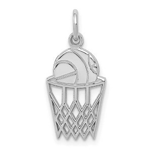 Black Bow Jewelry 14k White Gold Polished Basketball and Net Charm - 1 of 4