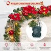 MOEPISY 6ft Prelit Christmas Garland for Mantle with Timer 20 LED Lights Red Gold Ball Ornaments Velvet Bows - 4 of 4