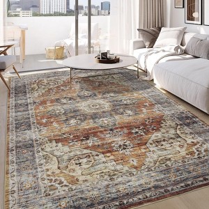 Area Rug, Machine Washable Rug, Stain Resistant Non-Slip Kitchen Rug, Traditional Distressed Accent Rug, Vintage Carpet for Bedroom, Dining Room - 1 of 4