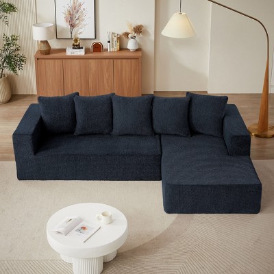 Luxury Chenille L-Shaped Sectional Sofa: Minimalist Modular Cloud Couch for Living Room