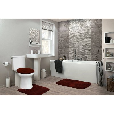 Chili Pepper Red Nylon Traditional 3-Piece Bath Rug Set