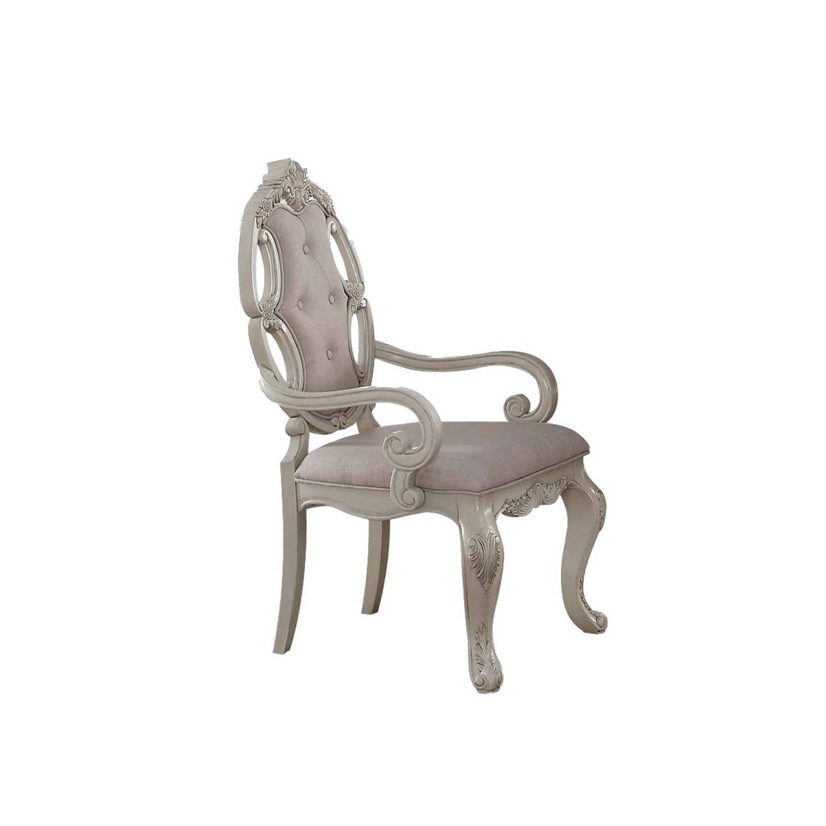 23" Ragenardus Dining Chair Fabric and Antique White Finish - Acme Furniture - thumbnail 5