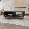 Vynxaria Elegant Coffee Table, Wengue Finish, Door & Open Storage, Two-Shelf Design - 2 of 4