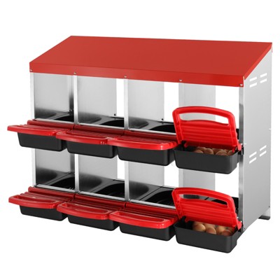 VEVOR Chicken Nest Box, 8-Compartment, 30 to 45 in Stable & Corrosion-Resistant Metal Nesting Boxes with Inclined Nesting Boxes, Bottom Holes